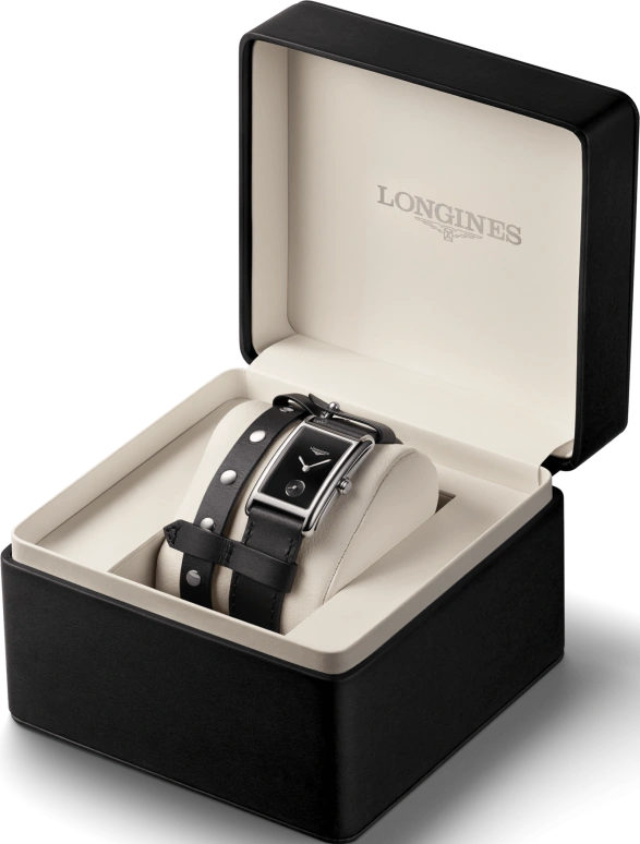 Longines,Elegant 23.30x37mm,23.30x37mm,Stainless Steel,Black,Quartz,26280hours,In-house Caliber,L5,L5.512.4.59.2