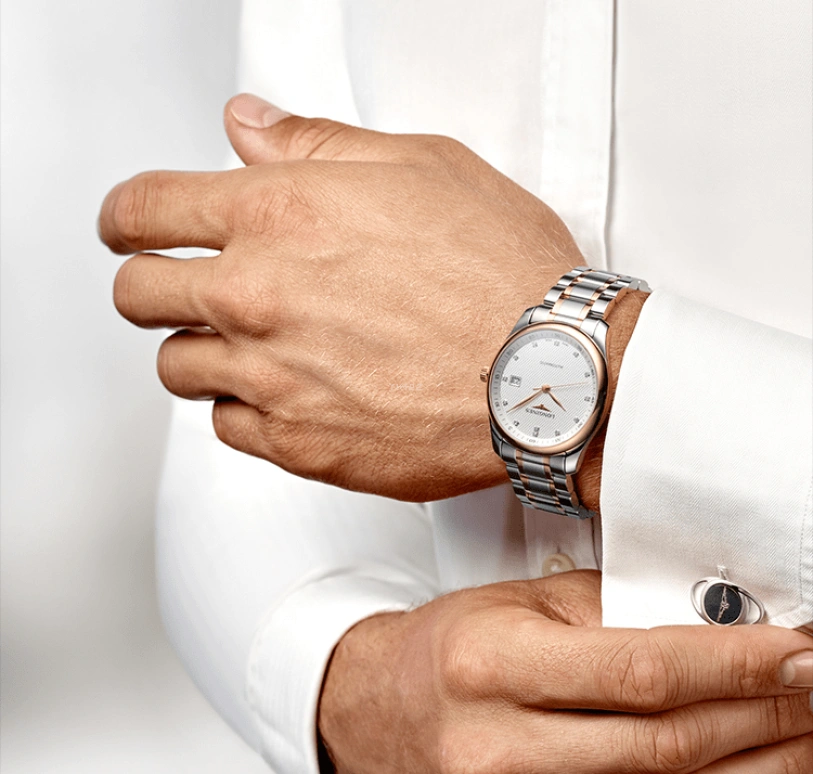 Longines,Master 40mm,40mm,Pink Gold,Stainless Steel,Silver,Automatic,Date,65hours,L2,L2.793.5.77.7