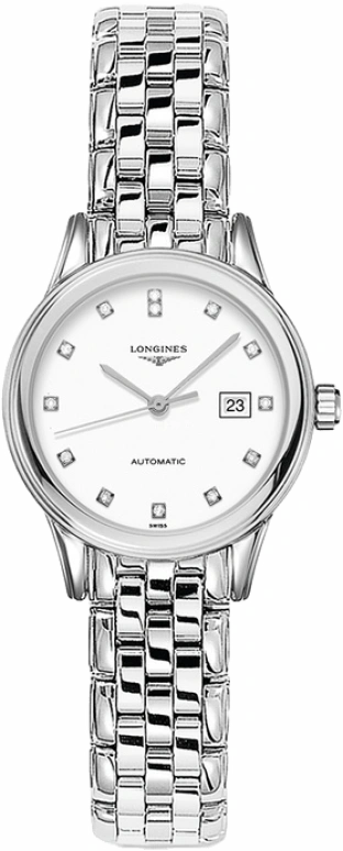 Longines,Flagship 30mm,30mm,Stainless Steel,White,Automatic,Date,40hours,L4,L4.374.4.27.6