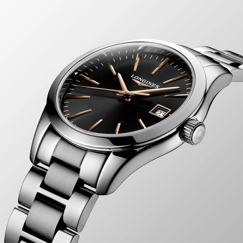 Longines,Conquest Classic 34mm,34mm,Stainless Steel,Black,Quartz,Date,26280hours,L2,L2.386.4.52.6