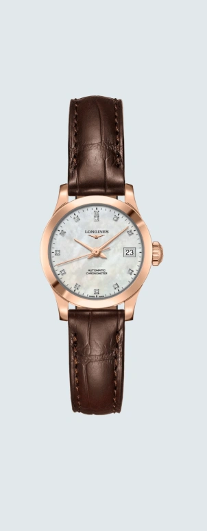 Longines,Record 26mm,26mm,Pink Gold,White,Automatic,Date,40hours,L2,L2.320.8.87.2