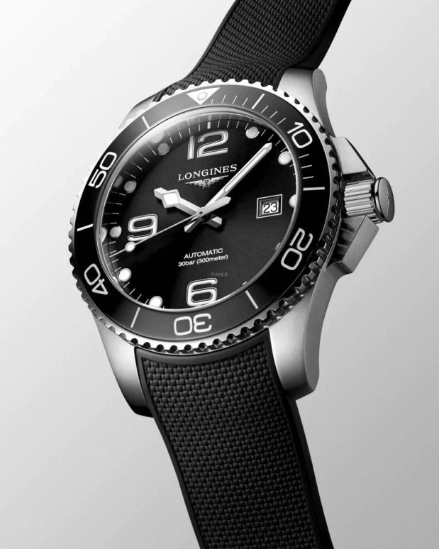 Longines,HydroConquest 43mm,43mm,Stainless Steel,Black,Automatic,Date,65hours,L3,L3.782.4.56.9