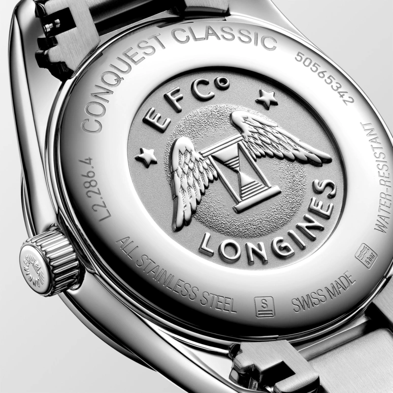 Longines,Conquest Classic 29.50mm,29.50mm,Stainless Steel,Silver,Quartz,Date,Jumping Minutes,L2,L2.286.4.72.6