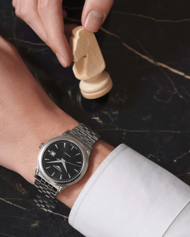 Longines,Flagship 40mm,40mm,Stainless Steel,Black,Automatic,Day,64hours,L4,L4.984.4.59.6