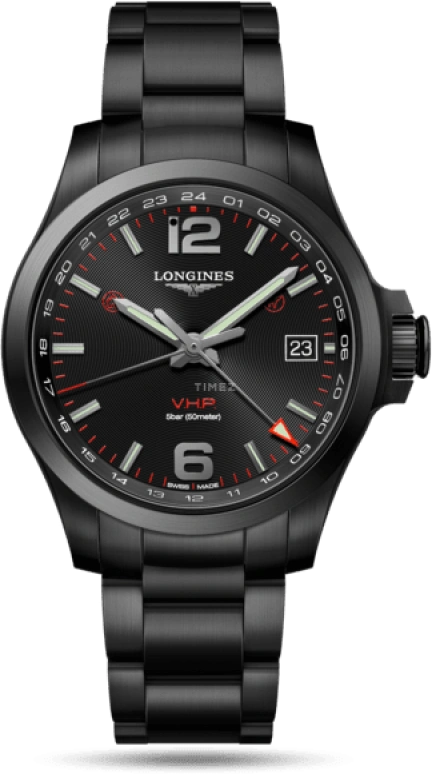 Longines,Conquest V.H.P. 41mm,41mm,Stainless Steel,Black,Quartz,Date,Connected,L3,L3.718.2.56.6