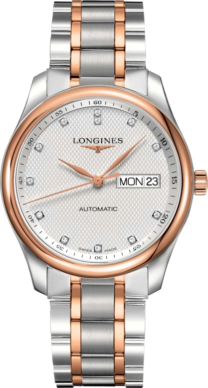 Longines,Master 38.50mm,38.50mm,Pink Gold,Stainless Steel,Silver,Automatic,Date,Day,L2,L2.755.5.97.7