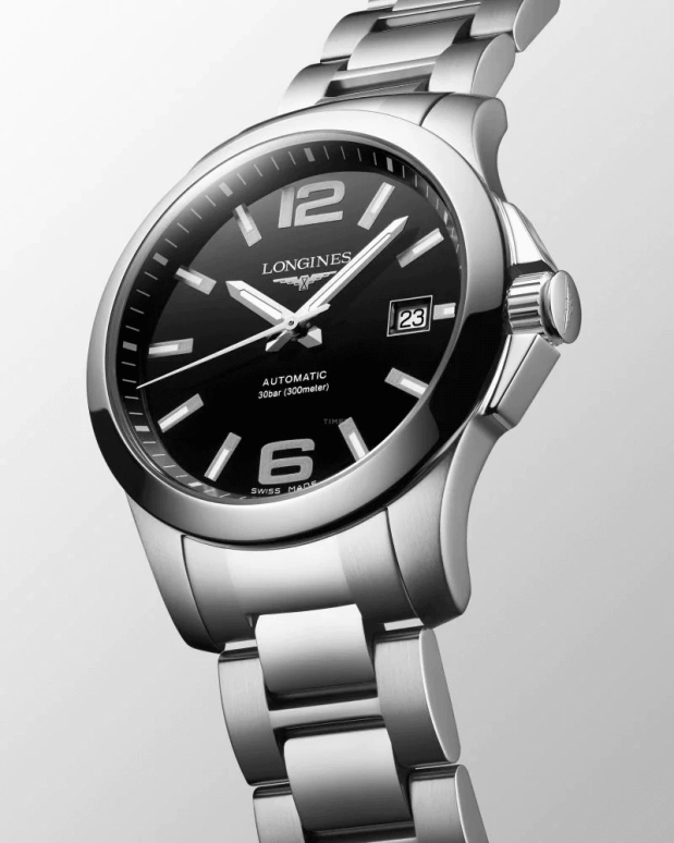 Longines,Conquest 39mm,39mm,Stainless Steel,Black,Automatic,Date,65hours,L3,L3.776.4.58.6