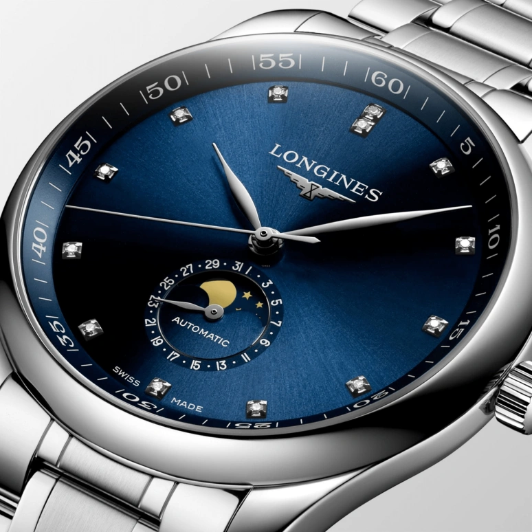Longines,Master 42mm,42mm,Stainless Steel,Blue,Automatic,Moonphase,Date,L2,L2.919.4.97.6