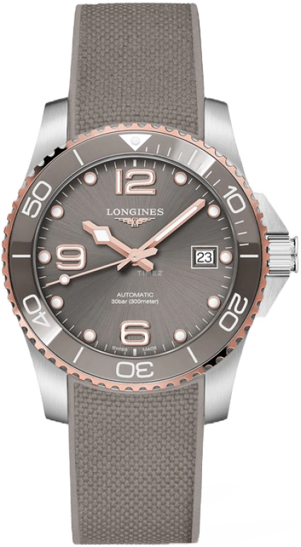 Longines,HydroConquest 39mm,39mm,Ceramic,Stainless Steel,Grey,Automatic,Date,64hours,L3,L3.780.3.78.9