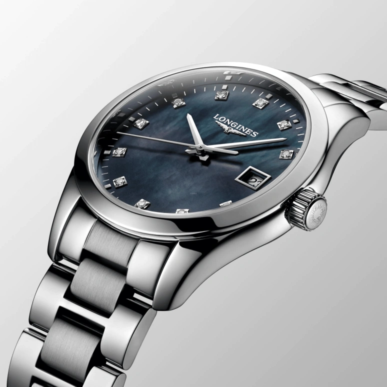 Longines,Conquest Classic 34mm,34mm,Stainless Steel,Black,Quartz,Date,26280hours,L2,L2.386.4.88.6
