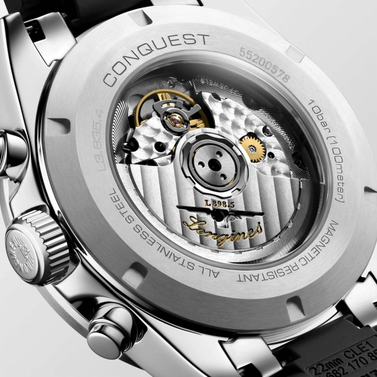 Longines,Sport 42mm,42mm,Stainless Steel,Champagne,Black,Automatic,Chronograph,Anti-magnetic,L3,L3.835.4.32.9