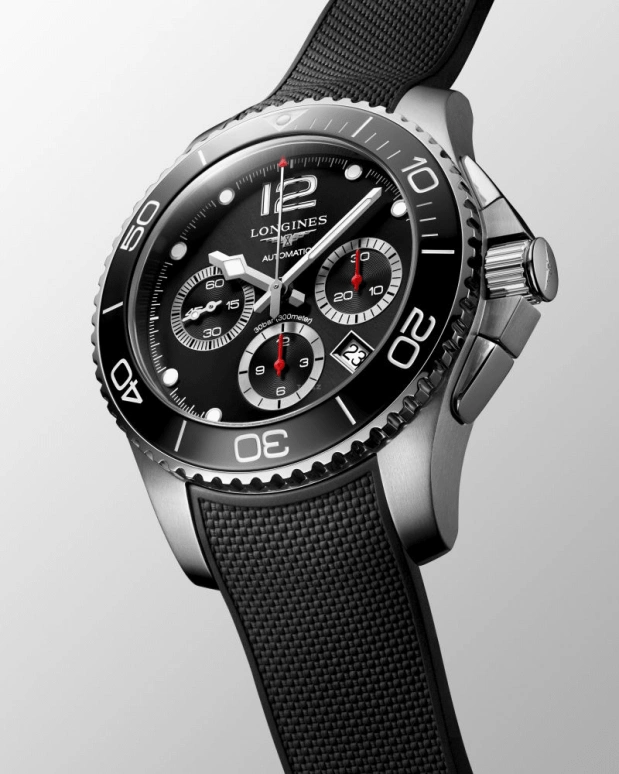 Longines,Sport 41mm,41mm,Stainless Steel,Black,Automatic,Chronograph,Day,L3,L3.883.4.56.9