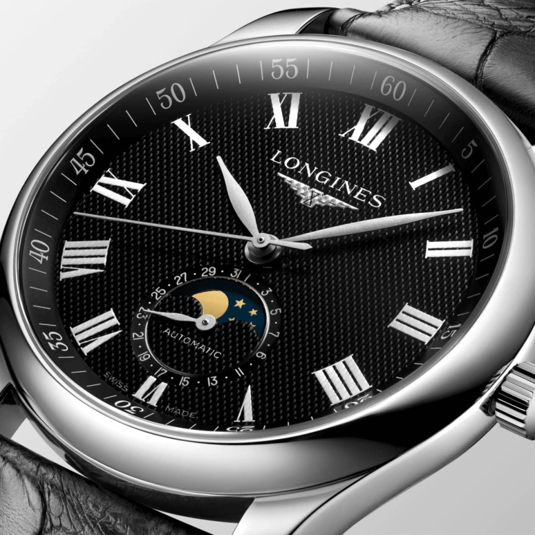 Longines,Master 40mm,40mm,Stainless Steel,Black,Automatic,Moonphase,Day,L2,L2.909.4.51.7