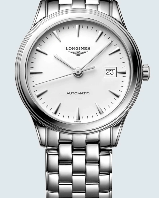 Longines,Flagship 40mm,40mm,Stainless Steel,White,Automatic,Date,64hours,L4,L4.984.4.12.6