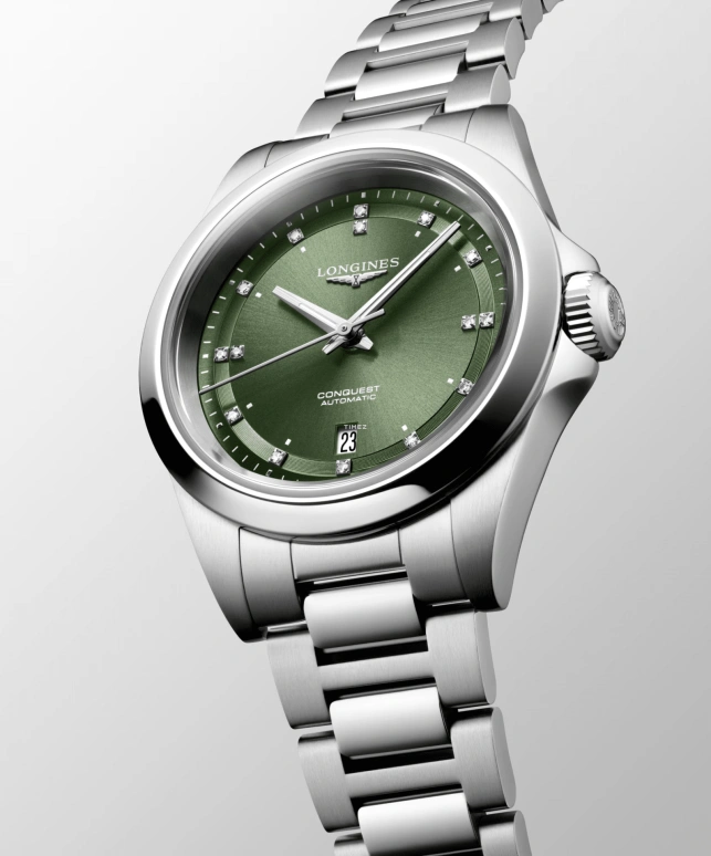Longines,Conquest 30mm,30mm,Stainless Steel,Green,Automatic,Day,Anti-magnetic,L3,L3.320.4.07.6