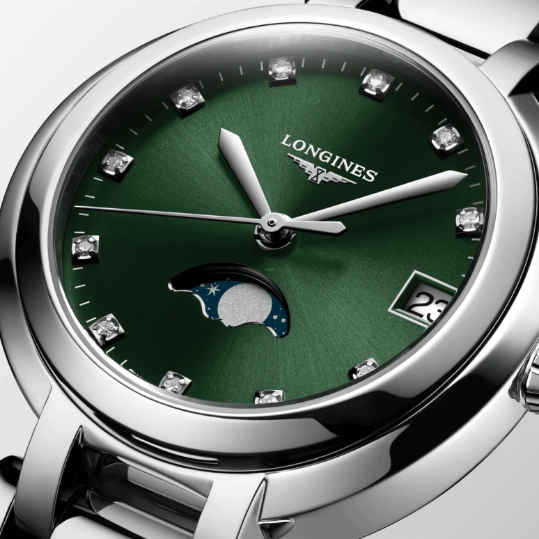 Longines,Elegant 30.50mm,30.50mm,Stainless Steel,Olive Green,Quartz,In-house Caliber,Sapphire,L8,L8.115.4.67.6