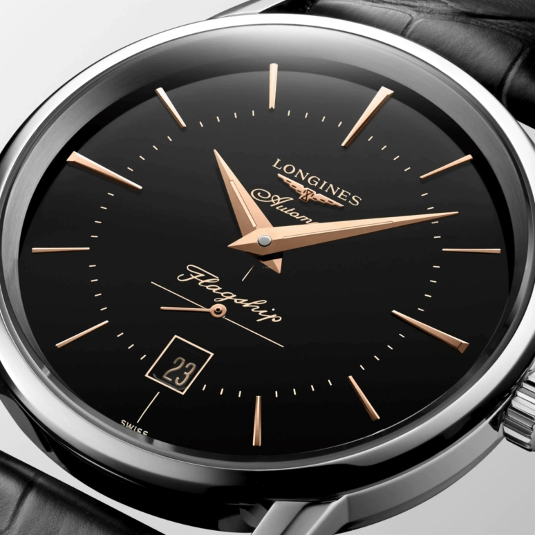 Longines,Heritage Classic 38.50mm,38.50mm,Stainless Steel,Black,Automatic,Date,42hours,L4,L4.795.4.58.0
