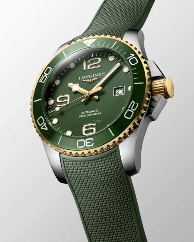 Longines,HydroConquest 43mm,43mm,Ceramic,Stainless Steel,Green,Automatic,Date,64hours,L3,L3.782.3.06.9