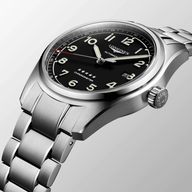 Longines,Spirit 42mm,42mm,Stainless Steel,Black,Automatic,Date,64hours,L3,L3.811.4.53.6