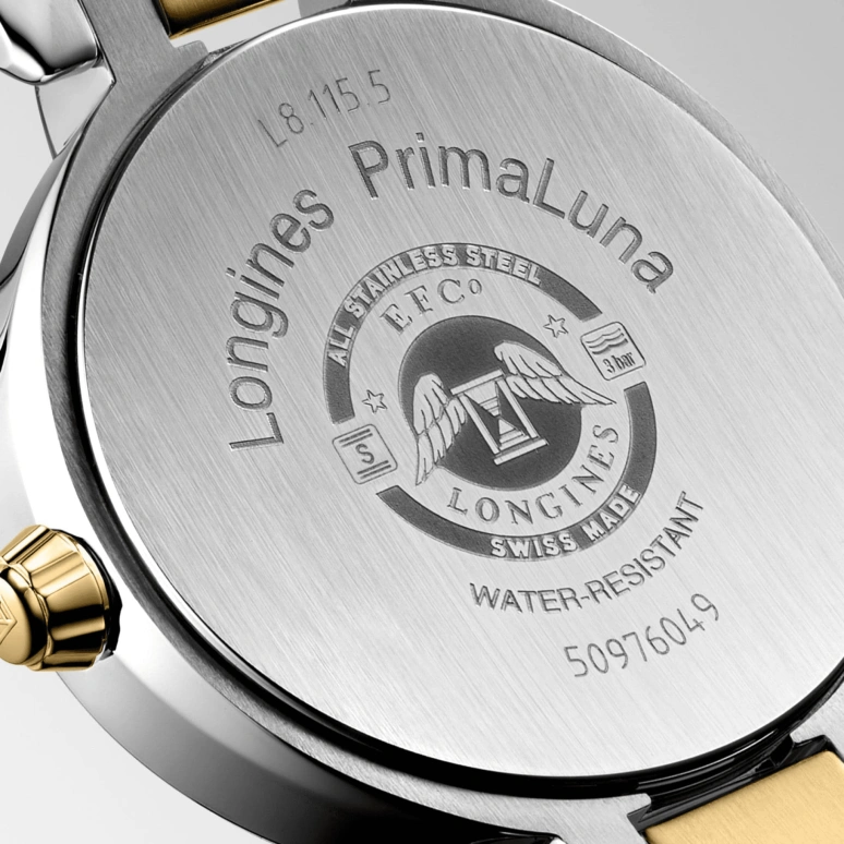 Longines,PrimaLuna 30.50mm,30.50mm,Stainless Steel,Gold,Quartz,Moonphase,Day,L8,L8.115.5.31.7