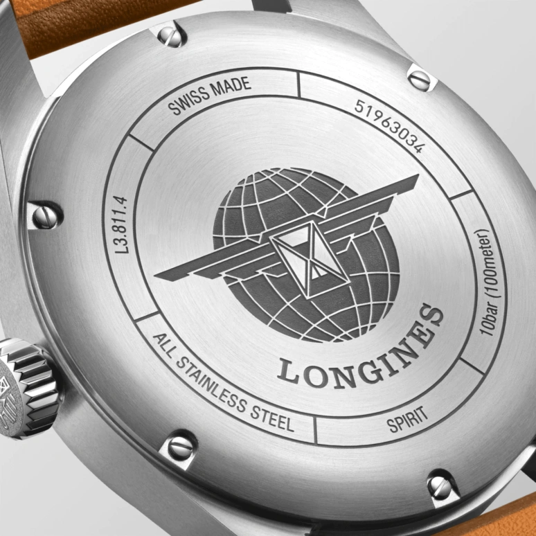 Longines,Spirit 42mm,42mm,Stainless Steel,Silver,Automatic,Date,64hours,L3,L3.811.4.73.2