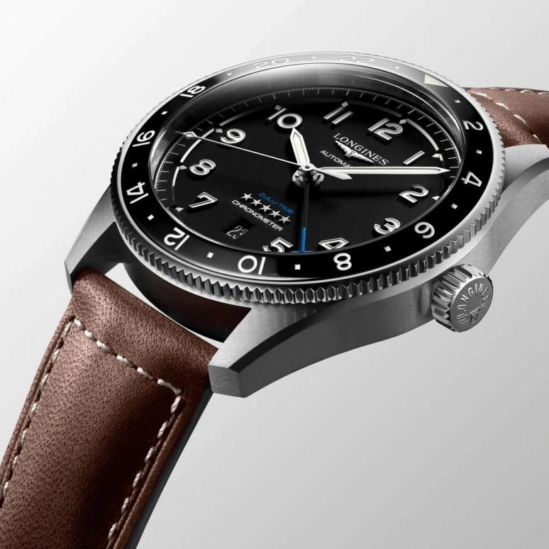 Longines,Spirit 42mm,42mm,Stainless Steel,Black,Automatic,Date,65hours,L3,L3.812.4.53.2