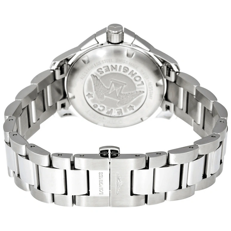 Longines,Conquest 36mm,36mm,Stainless Steel,White,Quartz,Chronograph,Day,L3,L3.379.4.16.6