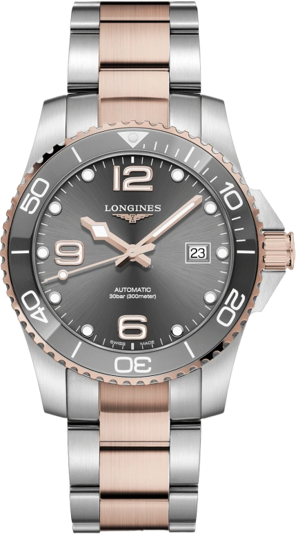 Longines,HydroConquest 41mm,41mm,Ceramic,Stainless Steel,Grey,Automatic,Date,64hours,L3,L3.781.3.78.7