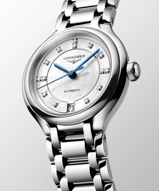 Longines,PrimaLuna 34mm,34mm,Stainless Steel,White,Automatic,Day,64hours,L8,L8.124.4.87.6
