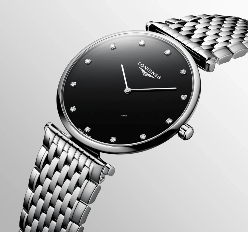 Longines,La Grande Classique 38mm,38mm,Stainless Steel,Black,Quartz,In-house Caliber,Sapphire,Crystal Glass,L4,L4.866.4.58.C