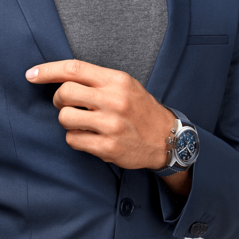 Longines,Spirit 42mm,42mm,Stainless Steel,Blue,Automatic,Chronograph,Date,Column Wheel,L3,L3.820.4.93.0