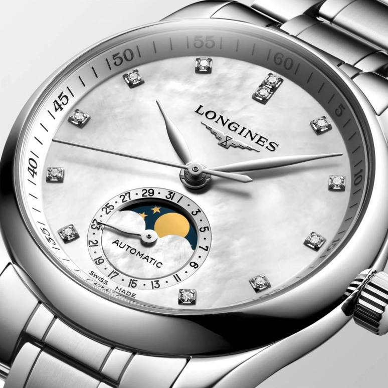 Longines,Master 34mm,34mm,Stainless Steel,White,Automatic,Moonphase,Date,L2,L2.409.4.87.6