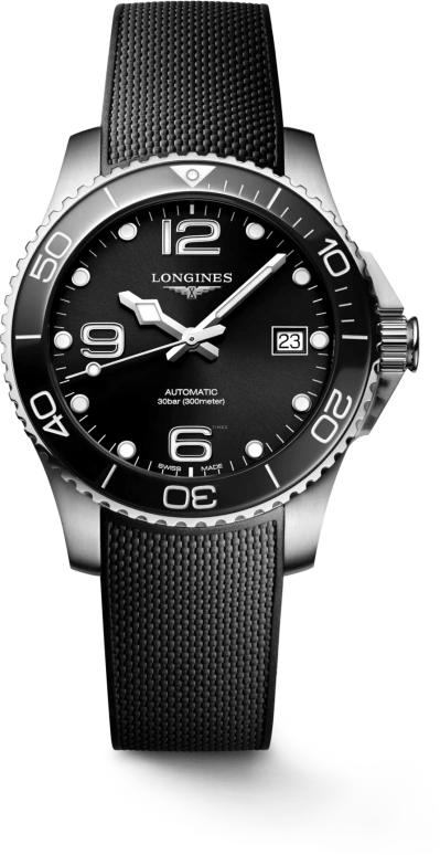 Longines,HydroConquest 39mm,39mm,Ceramic,Stainless Steel,Black,Automatic,Date,64hours,L3,L3.780.4.56.9