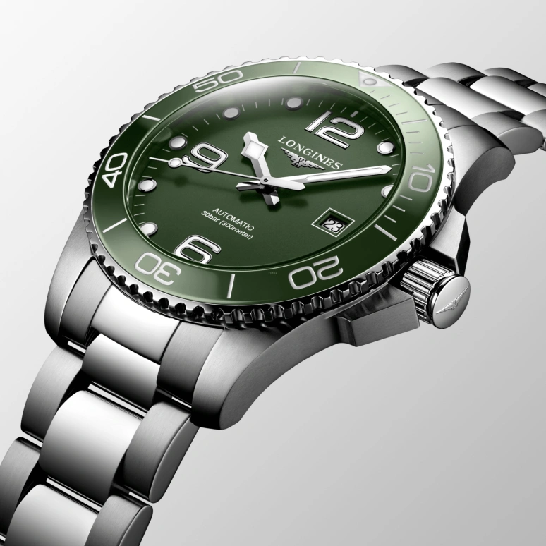 Longines,HydroConquest 43mm,43mm,Stainless Steel,Green,Automatic,Day,72hours,L3,L3.782.4.06.6