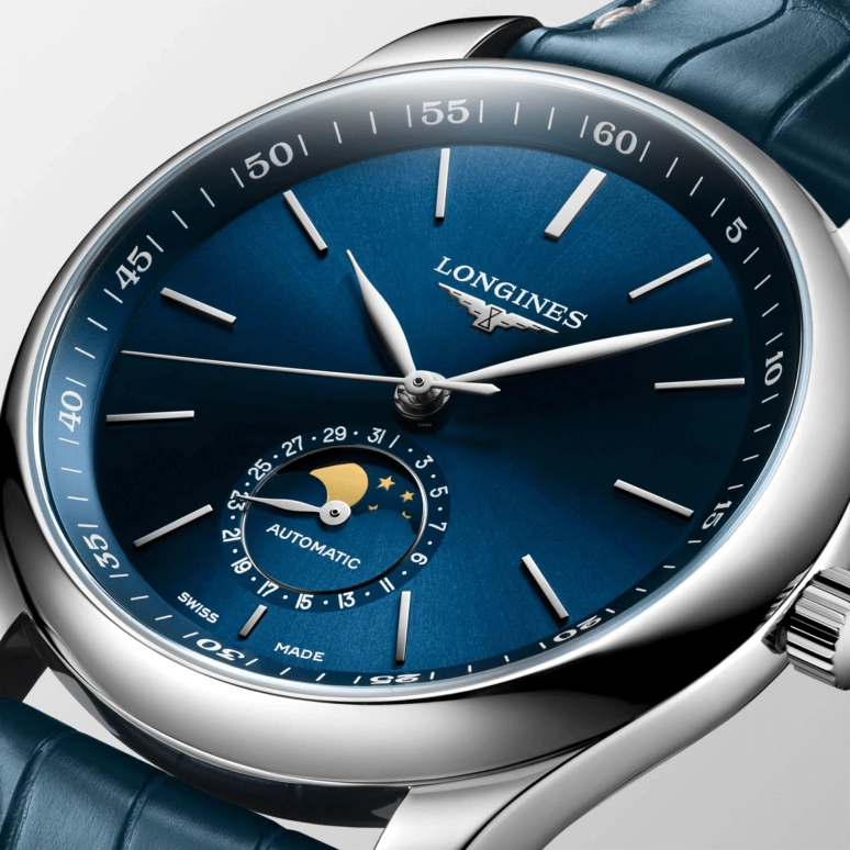 Longines,Master 40mm,40mm,Stainless Steel,Blue,Automatic,Moonphase,Day,L2,L2.909.4.92.0