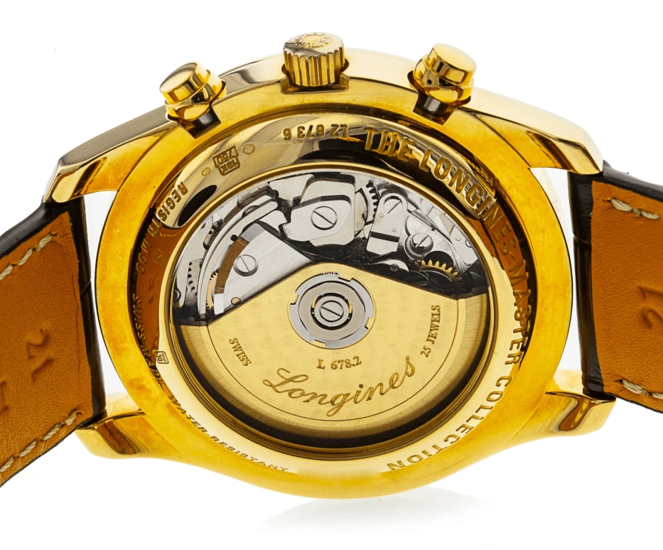 Longines,Master 40mm,40mm,Yellow Gold,Beige,Automatic,Chronograph,Moonphase,Month,Date,42hours,In-house Caliber,L2,L2.673.6.78.5