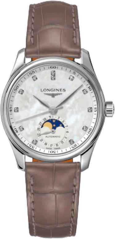Longines,Master 34mm,34mm,Stainless Steel,White,Automatic,Moonphase,Date,L2,L2.409.4.87.4