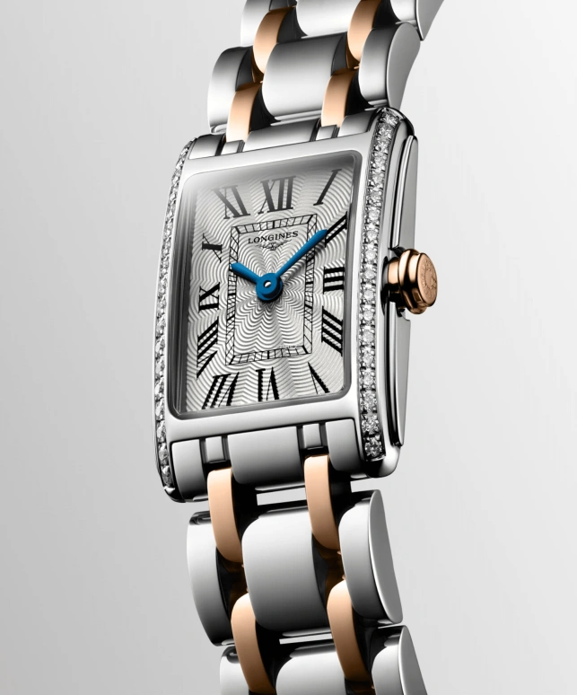 Longines,DolceVita 17.70x27mm,17.70x27mm,Stainless Steel,Rose Gold,Silver,Quartz,In-house Caliber,Sapphire,Crystal Glass,L5,L5.258.5.79.7