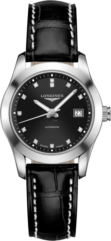 Longines,Conquest Classic 29.50mm,29.50mm,Stainless Steel,Black,Automatic,Date,40hours,L2,L2.285.4.58.3