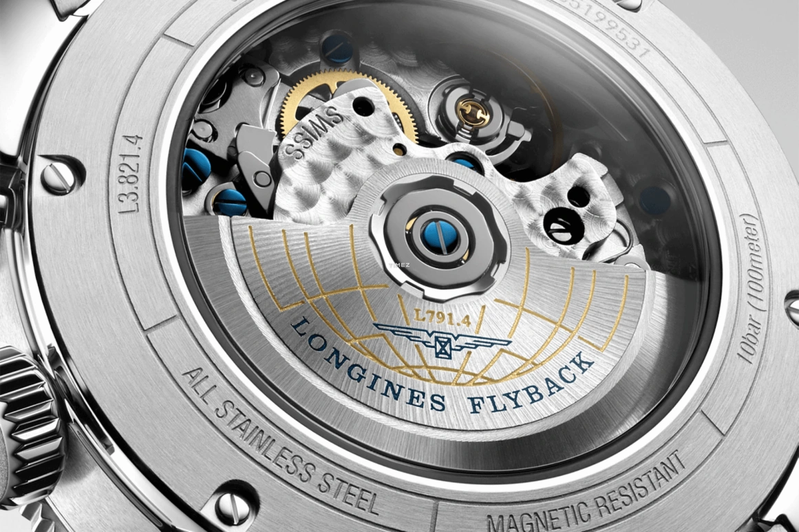 Longines,Spirit 42mm,42mm,Stainless Steel,Blue,Automatic,Chronograph,Flyback,L3,L3.821.4.93.6