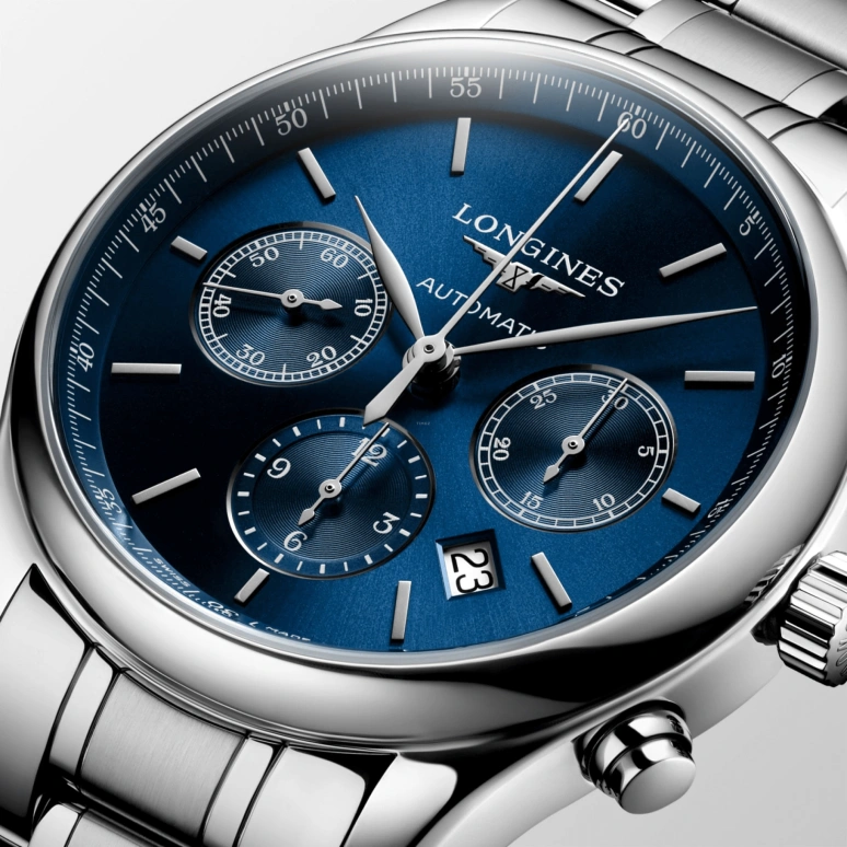 Longines,Master 42mm,42mm,Stainless Steel,Blue,Automatic,Chronograph,Day,Column Wheel,L2,L2.759.4.92.6