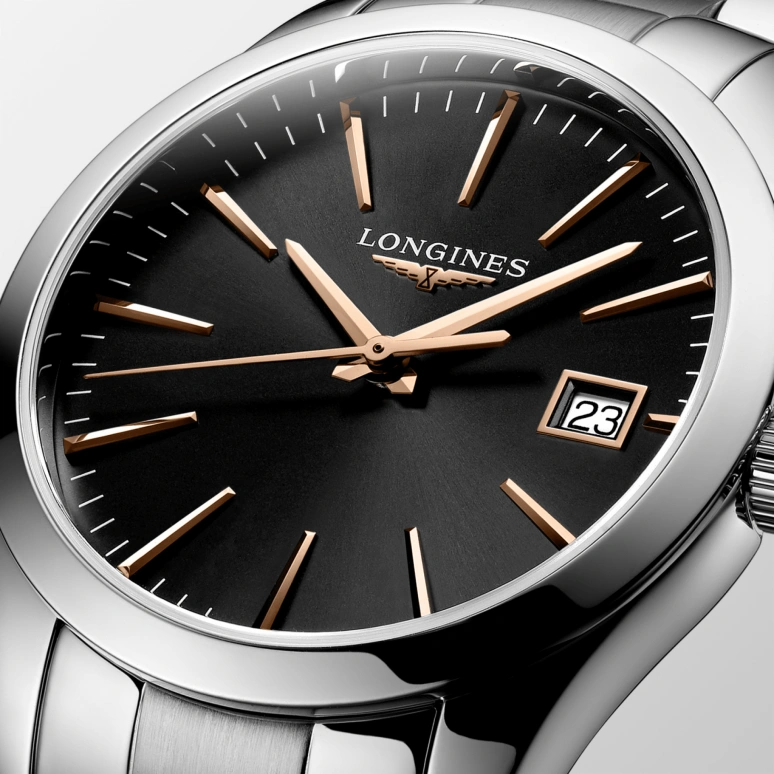 Longines,Conquest Classic 34mm,34mm,Stainless Steel,Black,Quartz,Date,26280hours,L2,L2.386.4.52.6