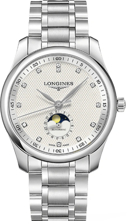 Longines,Master 40mm,40mm,Stainless Steel,Silver,Automatic,Moonphase,Day,L2,L2.909.4.77.6
