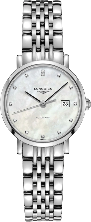 Longines,Elegant 29mm,29mm,Stainless Steel,White,Automatic,Date,40hours,L4,L4.310.4.87.6