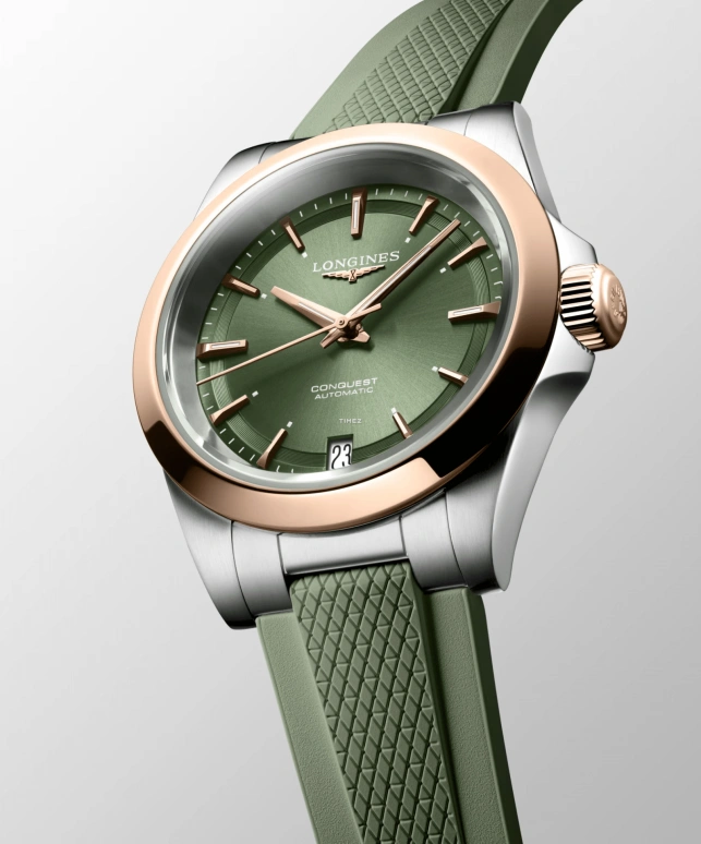 Longines,Conquest 34mm,34mm,Stainless Steel,Green,Automatic,Day,Anti-magnetic,L3,L3.430.5.02.9