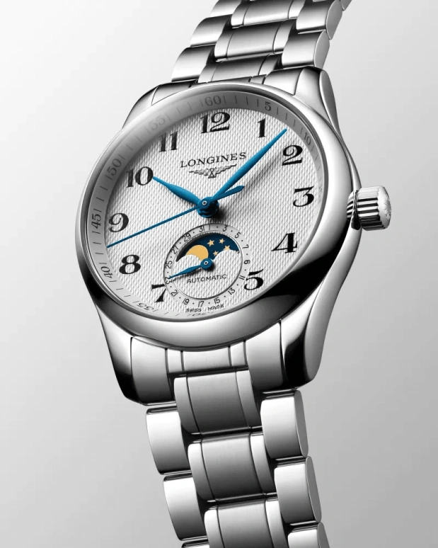 Longines,Master 34mm,34mm,Stainless Steel,Silver,Automatic,Moonphase,Date,L2,L2.409.4.78.6