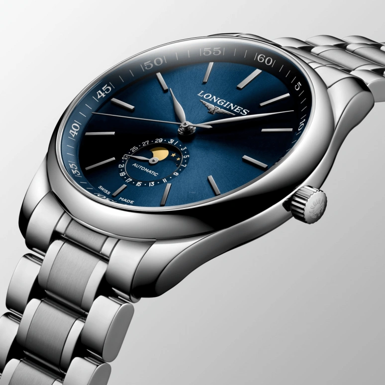 Longines,Master 42mm,42mm,Stainless Steel,Blue,Automatic,Moonphase,Date,L2,L2.919.4.92.6