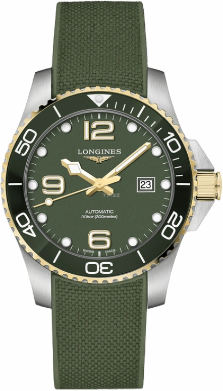 Longines,HydroConquest 43mm,43mm,Ceramic,Stainless Steel,Green,Automatic,Date,64hours,L3,L3.782.3.06.9