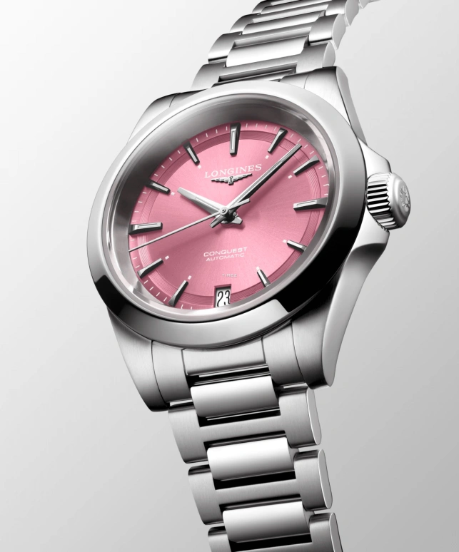 Longines,Sport 34mm,34mm,Stainless Steel,Pink,Automatic,Day,Anti-magnetic,L3,L3.430.4.99.6
