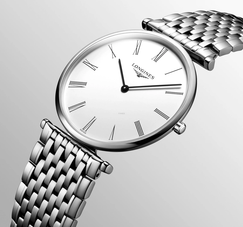 Longines,La Grande Classique 36mm,36mm,Stainless Steel,White,Quartz,In-house Caliber,Sapphire,Crystal Glass,L4,L4.755.4.11.C